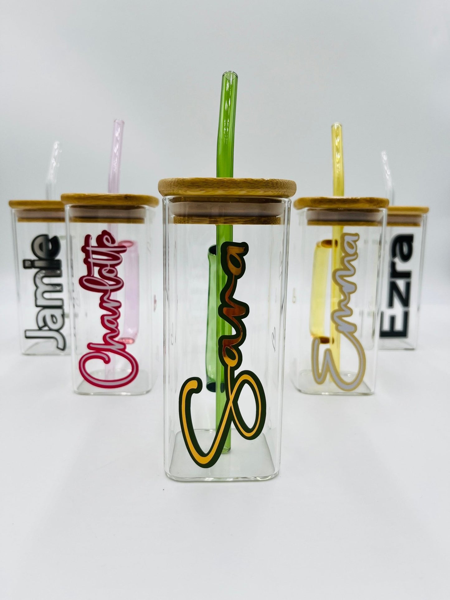 Square Glass Bamboo Cups - sweetassistant