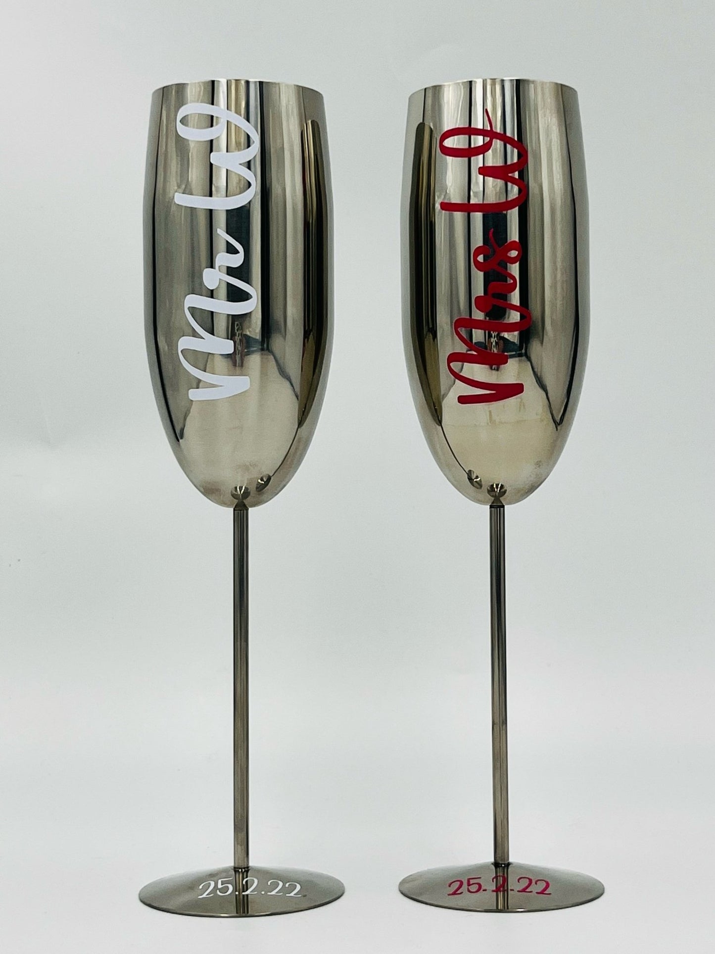 Personalised Stainless Steel Champagne Flutes - sweetassistant