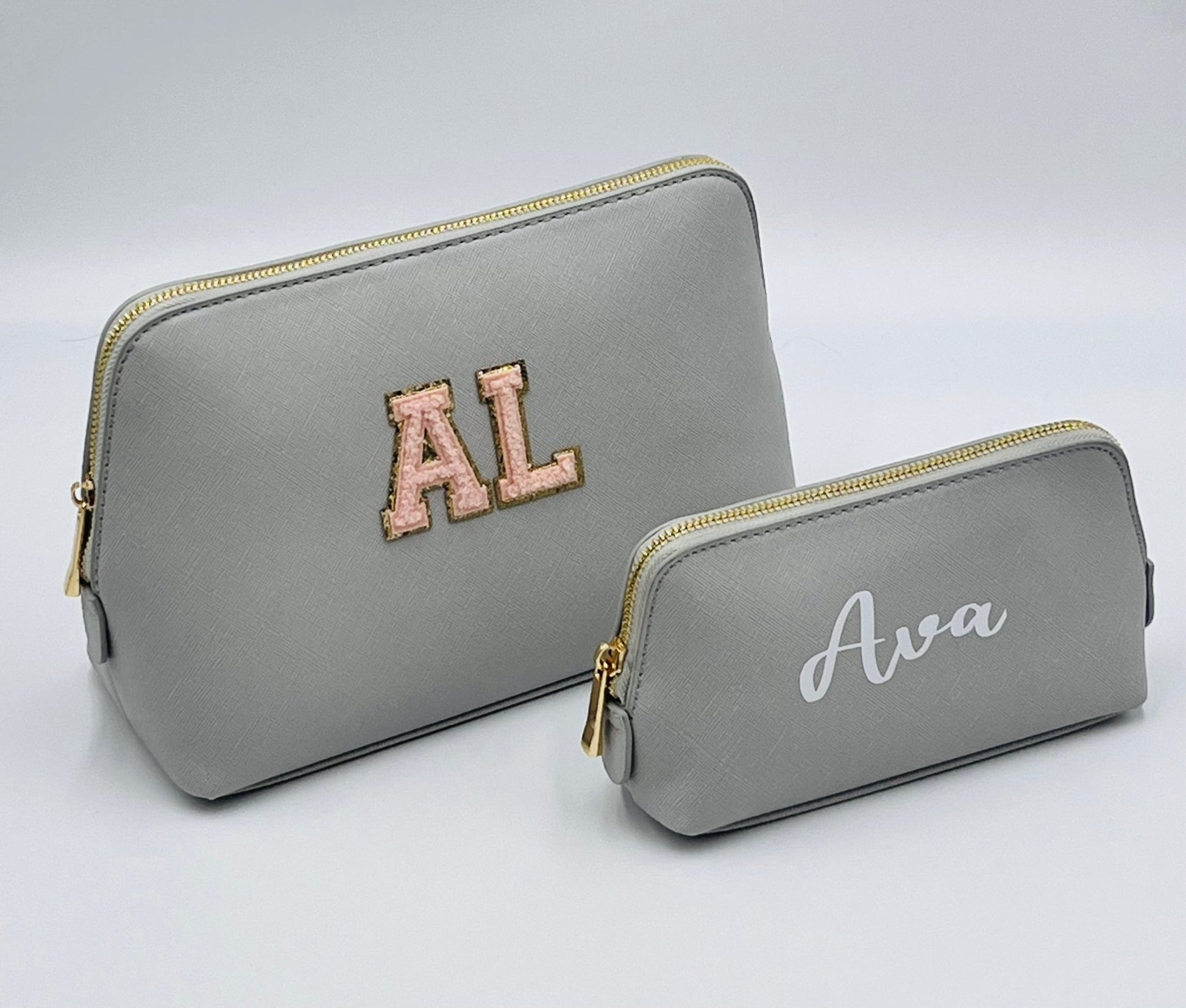 Personalised Make Up Bags- Gold Trim Glitter Letter - Small - sweetassistant