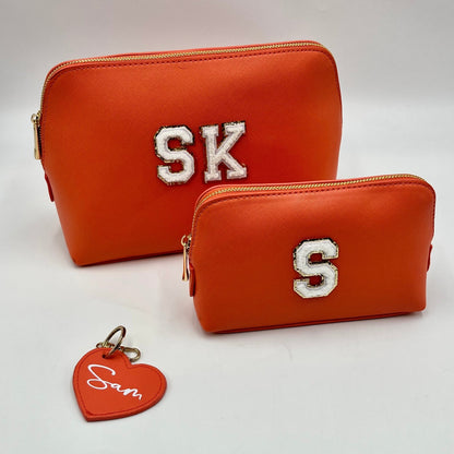 Personalised Make Up Bags- Gold Trim Glitter Letter - Small - sweetassistant