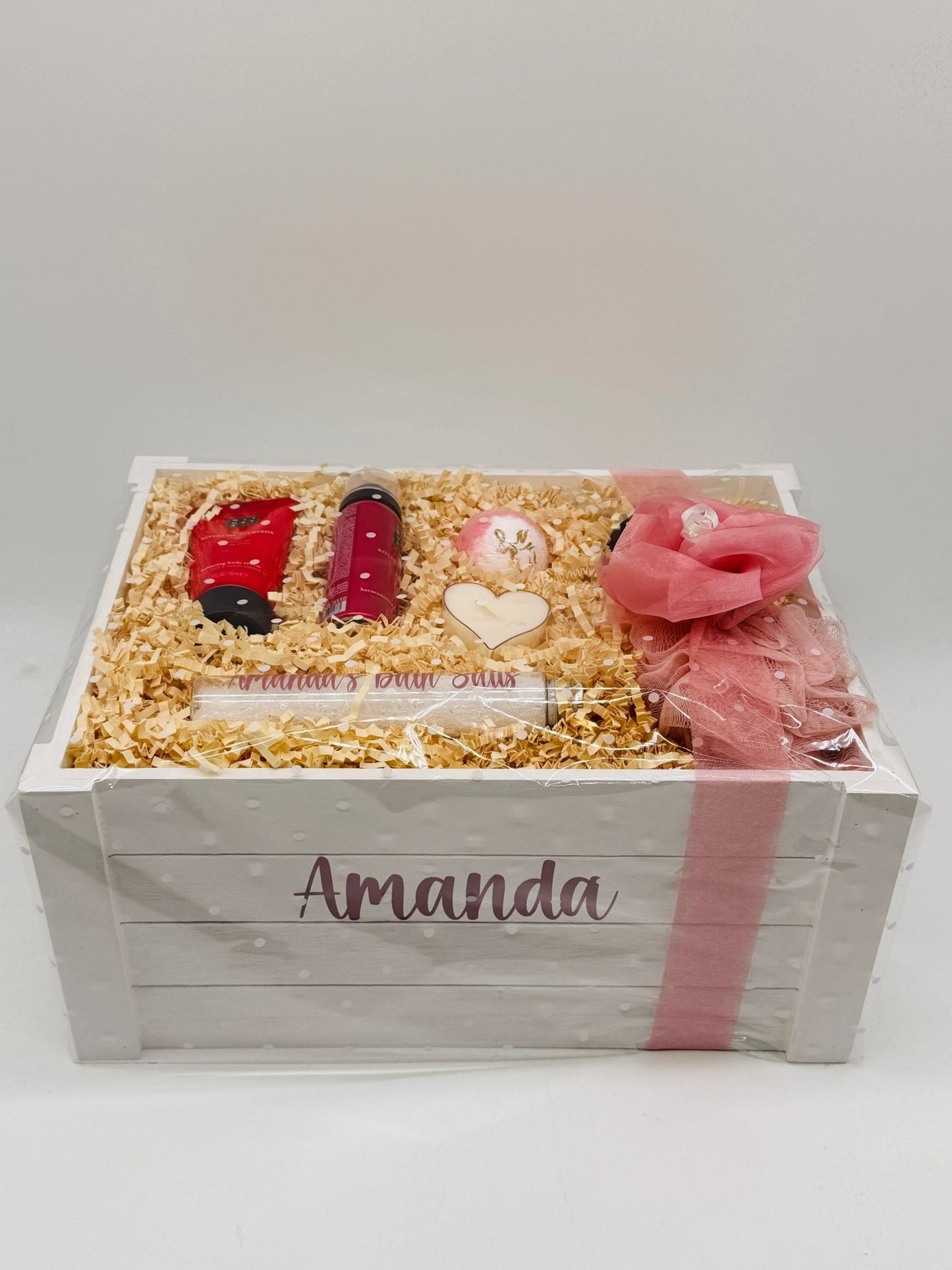 Personalised White Wooden Crate Pamper Hampers - Large