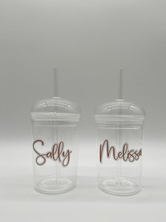 Dome lid glass tumblers