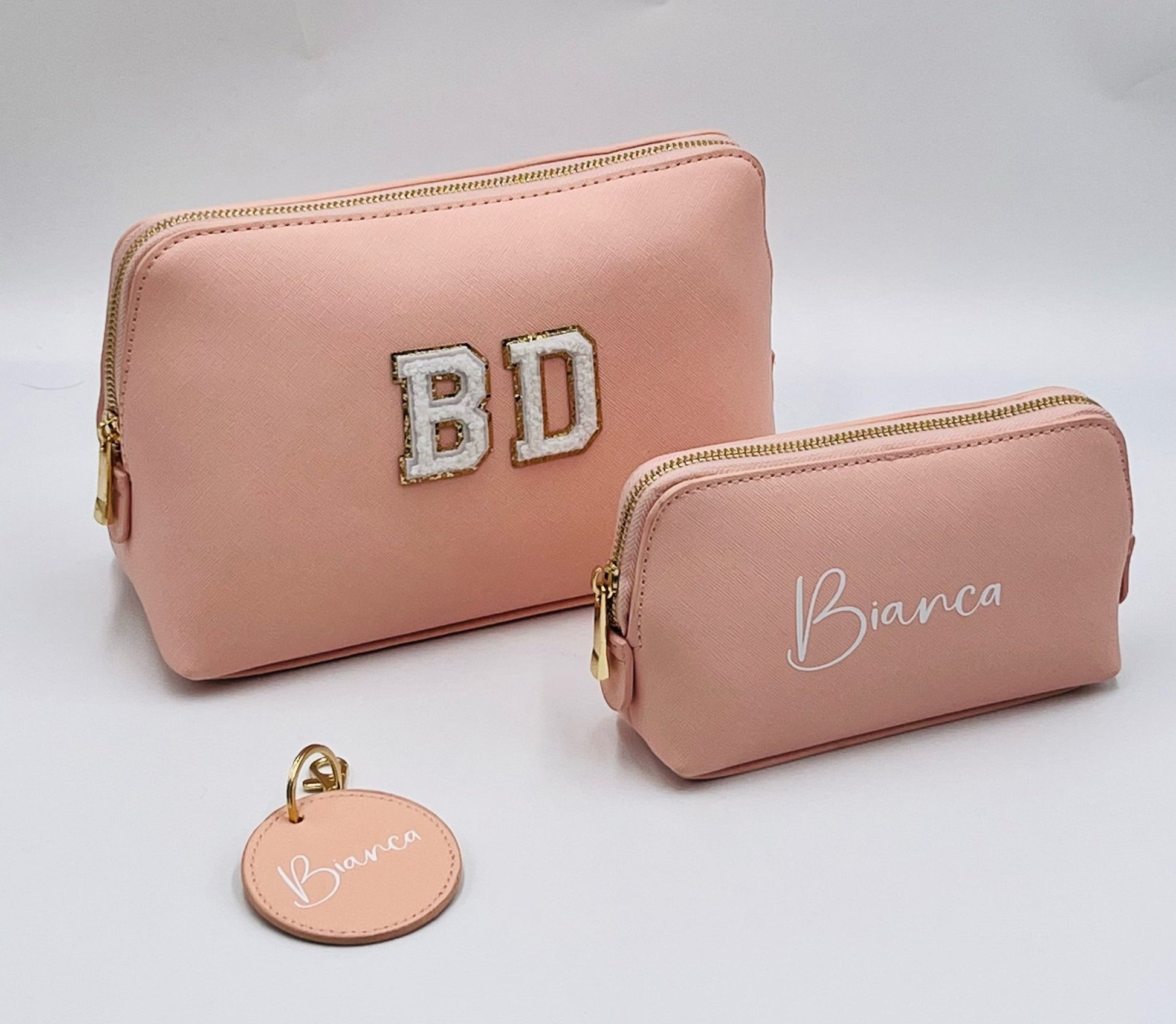 Personalised Make Up Bags- Gold Trim Glitter Letter - Small - sweetassistant