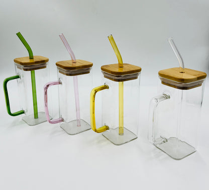 Square Glass Bamboo Cups