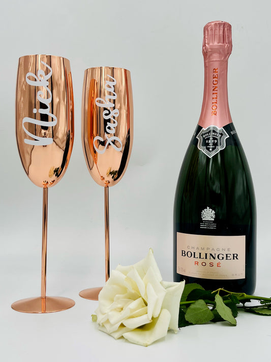 Personalised Stainless Steel Champagne Flutes
